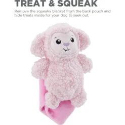 Outward Hound Blanket Buddies Pink Lamb Small Blacket Treat & Squeaky Dog Toy, Pink -PetSafe Kong Shop 786750 PT3. AC SS1800 V1682620005