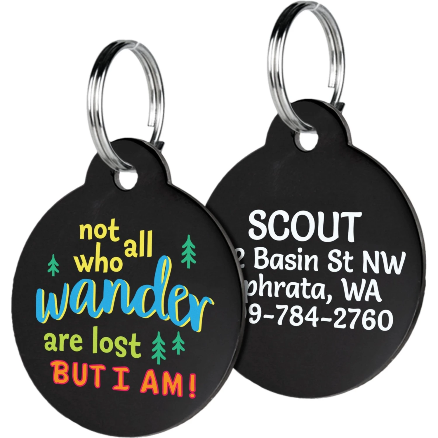 GoTags Not All Who Wander Are Lost Round Personalized Dog ID Tag 1 GoTags Not All Who Wander Are Lost Round Personalized Dog ID Tag