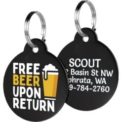 GoTags Free Beer Upon Return Round Personalized Dog ID Tag