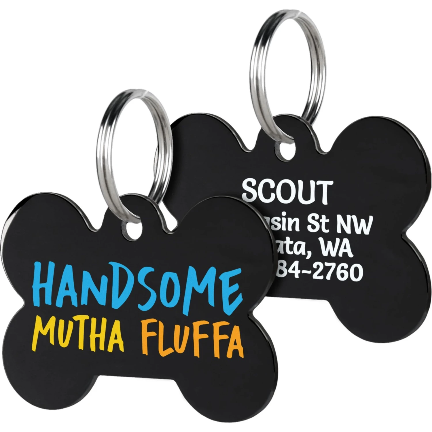 GoTags Handsome Mutha Fluffa Bone Personalized Dog ID Tag 1 GoTags Handsome Mutha Fluffa Bone Personalized Dog ID Tag
