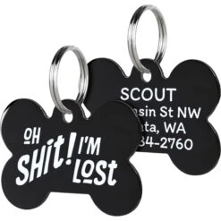 GoTags Oh Shit! I'm Lost Bone Personalized Dog ID Tag