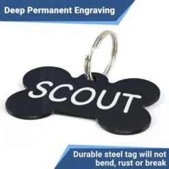 GoTags Black Steel Round Personalized Dog & Cat ID Tag -PetSafe Kong Shop 790654 PT4. AC SS1800 V1687459934