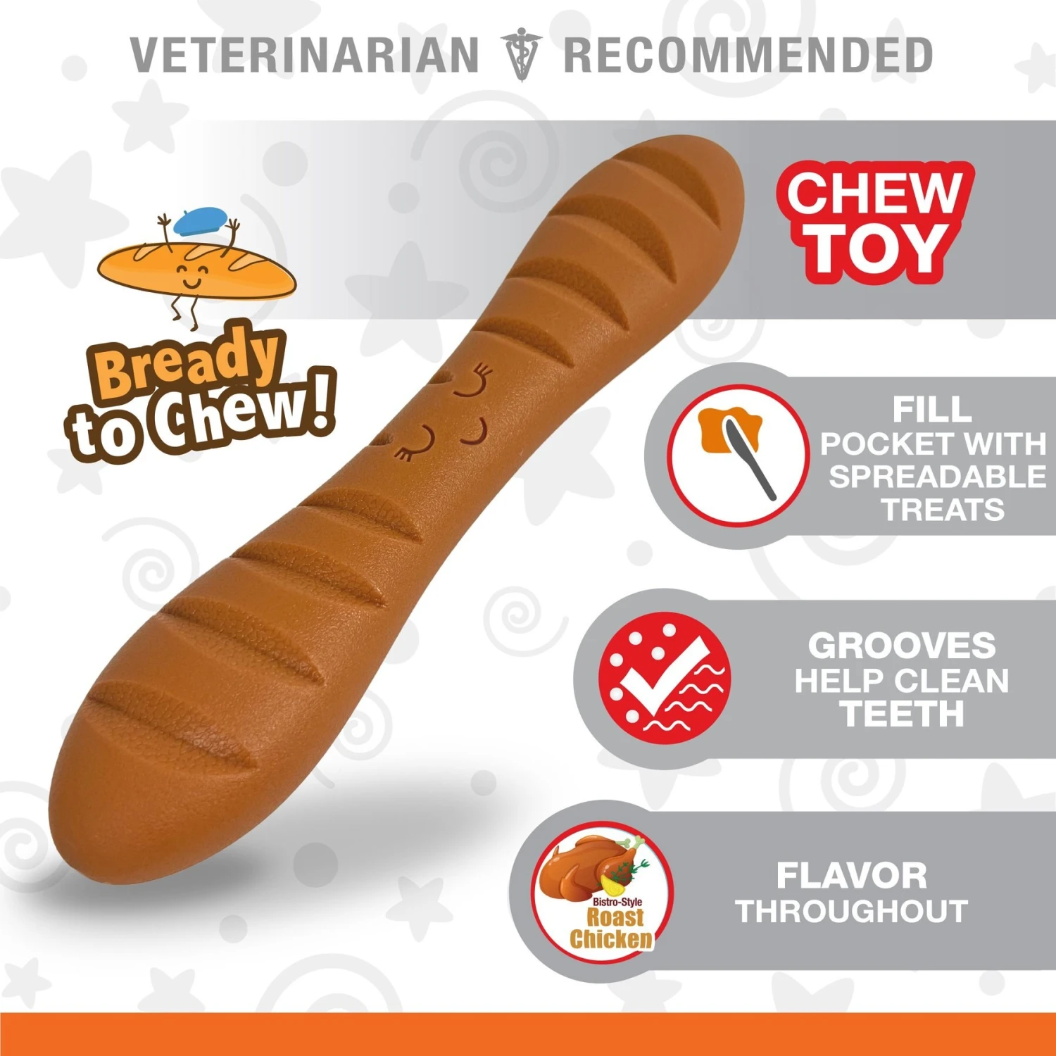 Nylabone Power Chew Baguette Dog Toy Chicken 5 Nylabone Power Chew Baguette Dog Toy Chicken - Image 5
