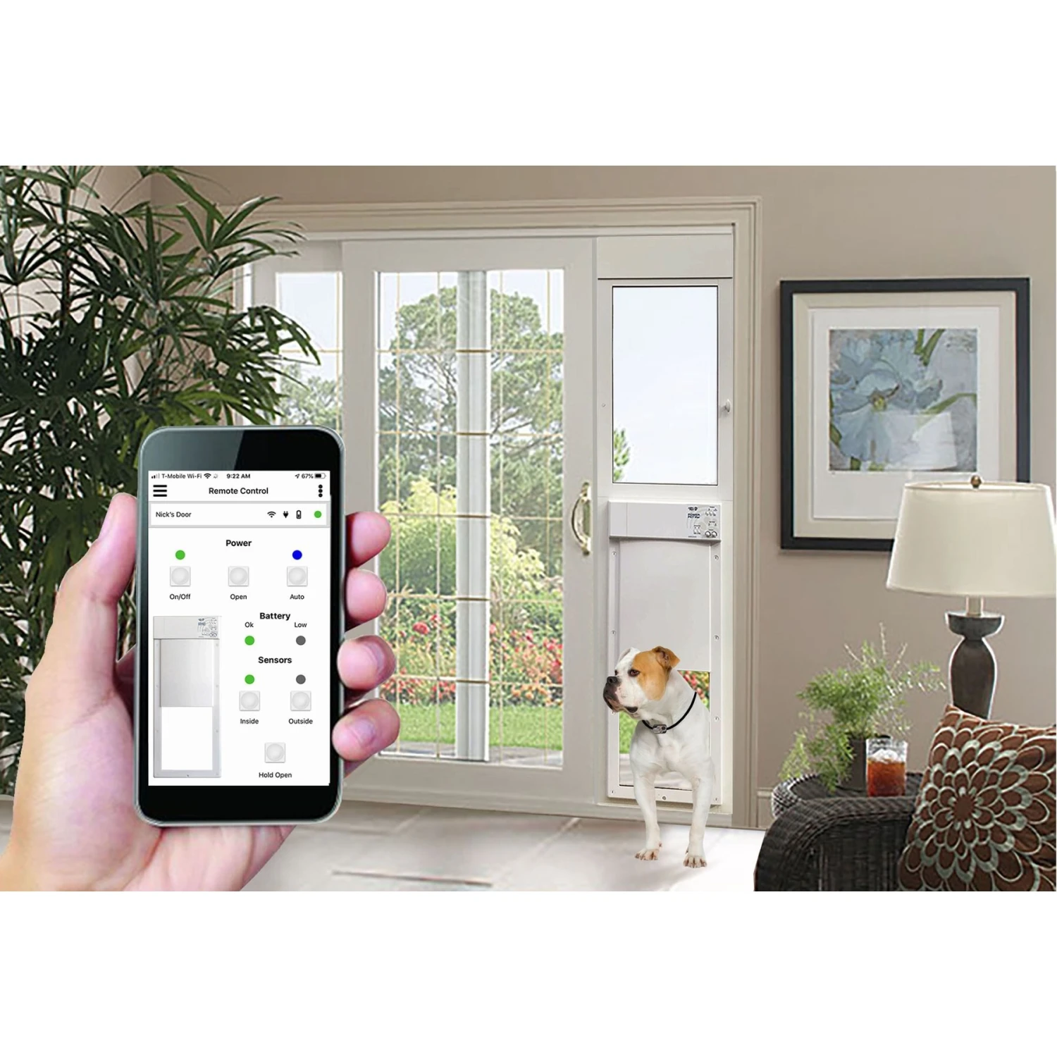 High Tech Pet Products Power Pet Door, WI-FI Smartphone Controlled Full Patio Panel For Sliding Glass Door Installations, White 2 High Tech Pet Products Power Pet Door, WI-FI Smartphone Controlled Full Patio Panel For Sliding Glass Door Installations, White - Image 2