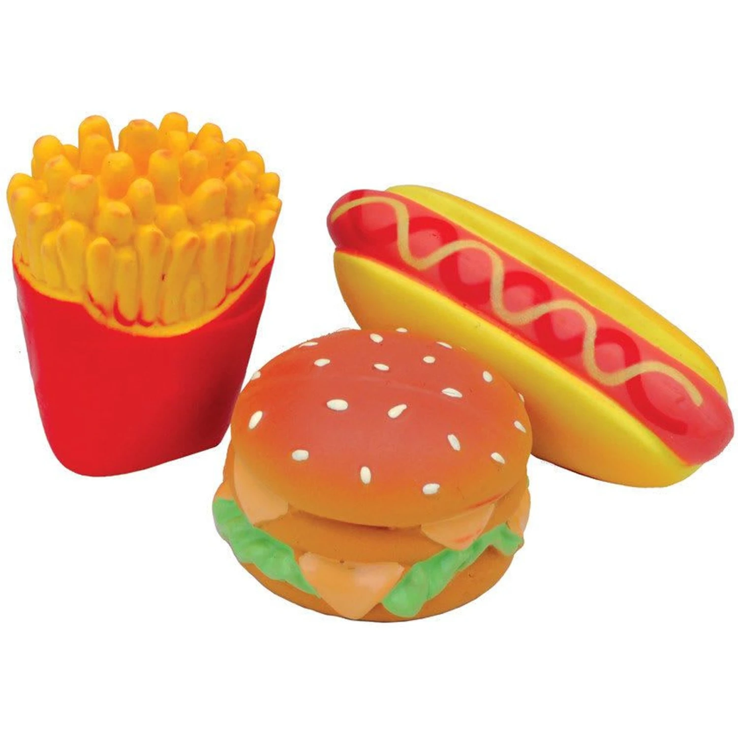 Li'l Pals Hamburger, Fries, & Hot Dog Squeaky Dog Toy Set, 3 Count 1 Li'l Pals Hamburger, Fries, & Hot Dog Squeaky Dog Toy Set, 3 Count