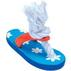 Li'l Pals Flower Flip Flop Squeaky & Rope Dog Toy