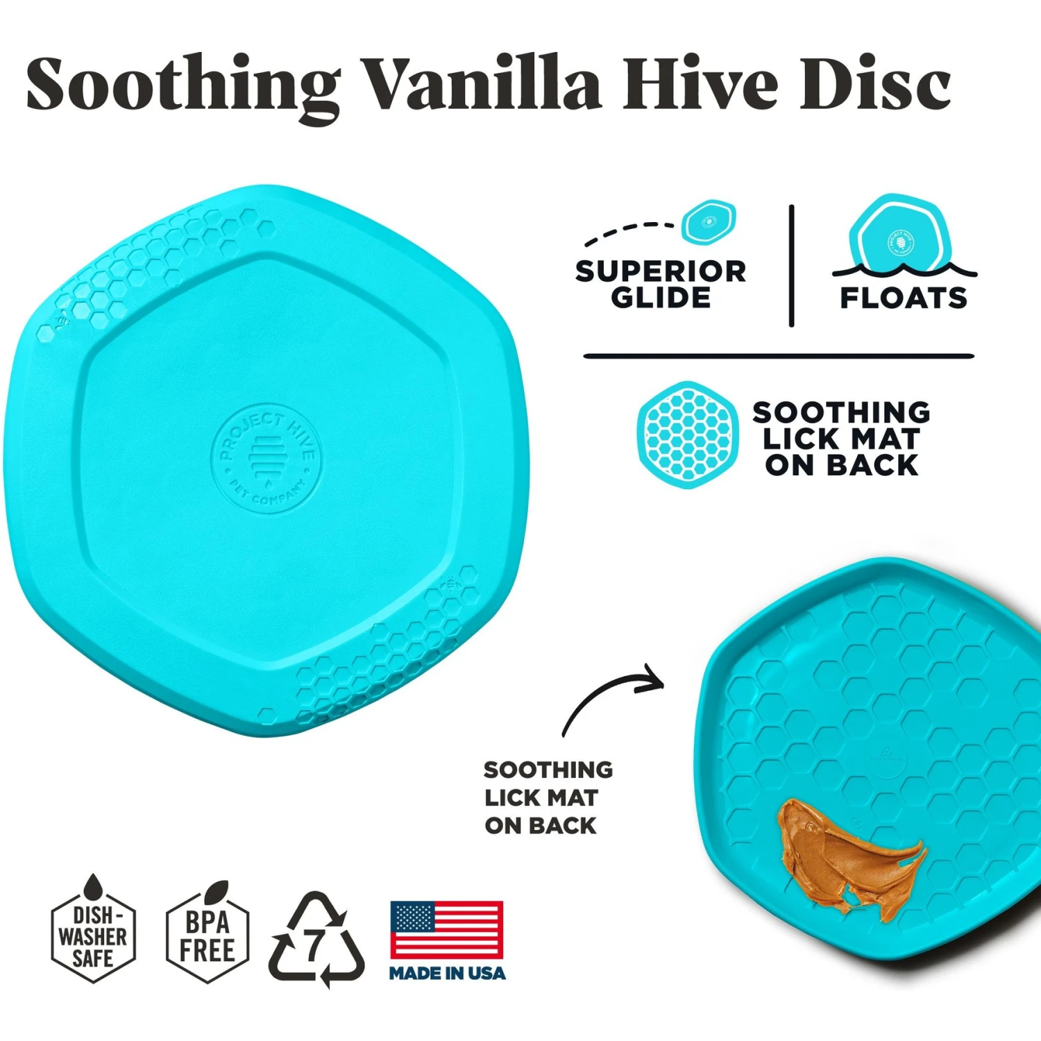 Project Hive Pet Company Hive Soothing Vanilla Scented Disc & Lick Mat Dog Toy, Blue 3 Project Hive Pet Company Hive Soothing Vanilla Scented Disc & Lick Mat Dog Toy, Blue - Image 3