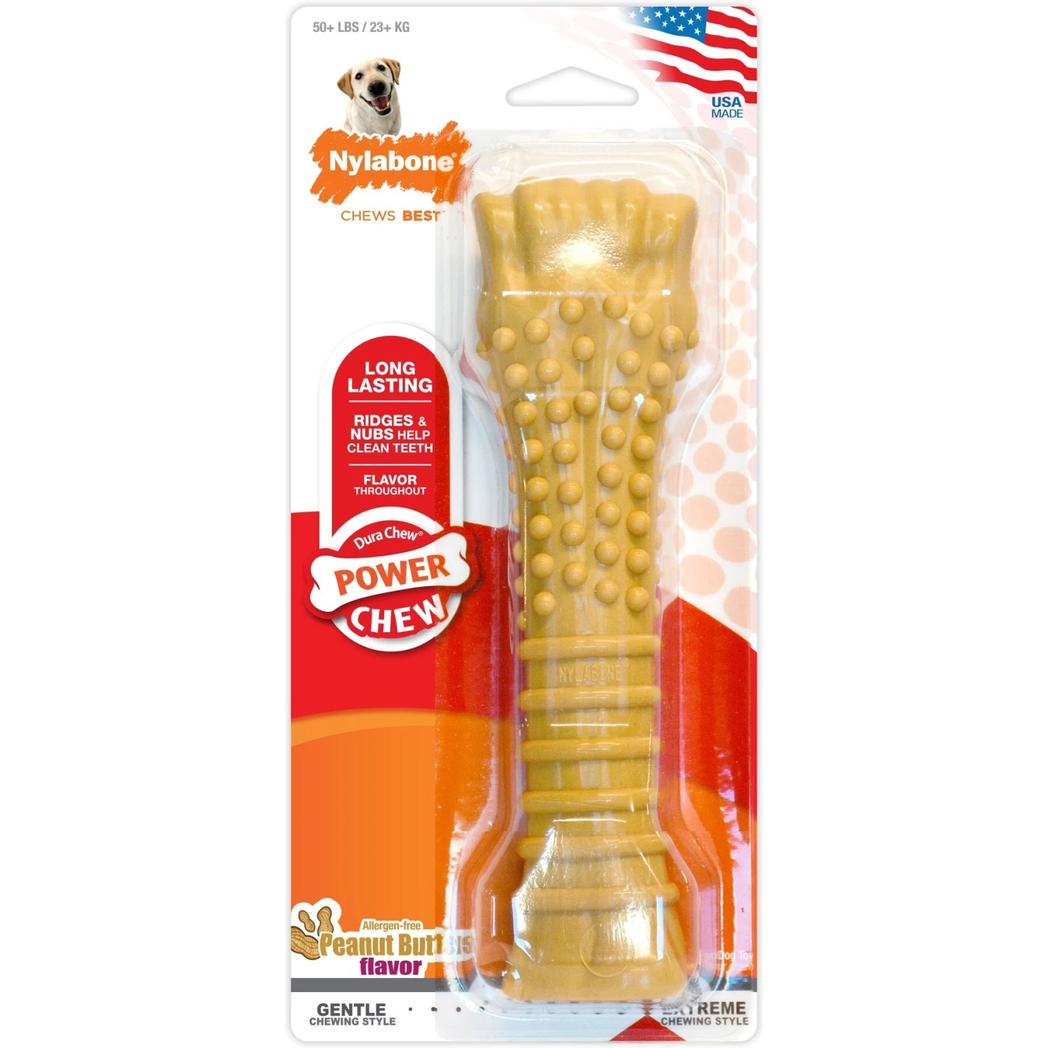 Nylabone Power Chew Peanut Butter Flavored Dog Chew Toy 1 Nylabone Power Chew Peanut Butter Flavored Dog Chew Toy
