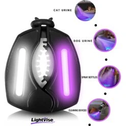 Lightvise Universal LED Clamp-On Dual UV Dog & Cat Pet Urine Stain Detector Magnetic Flashlight, Black -PetSafe Kong Shop 814870 PT5. AC SS1800 V1692898294