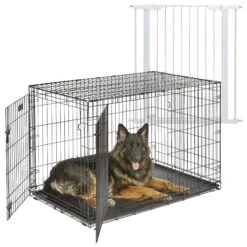 MidWest ICrate Fold & Carry Double Door Collapsible Wire Dog Crate & MidWest Steel Pet Gate