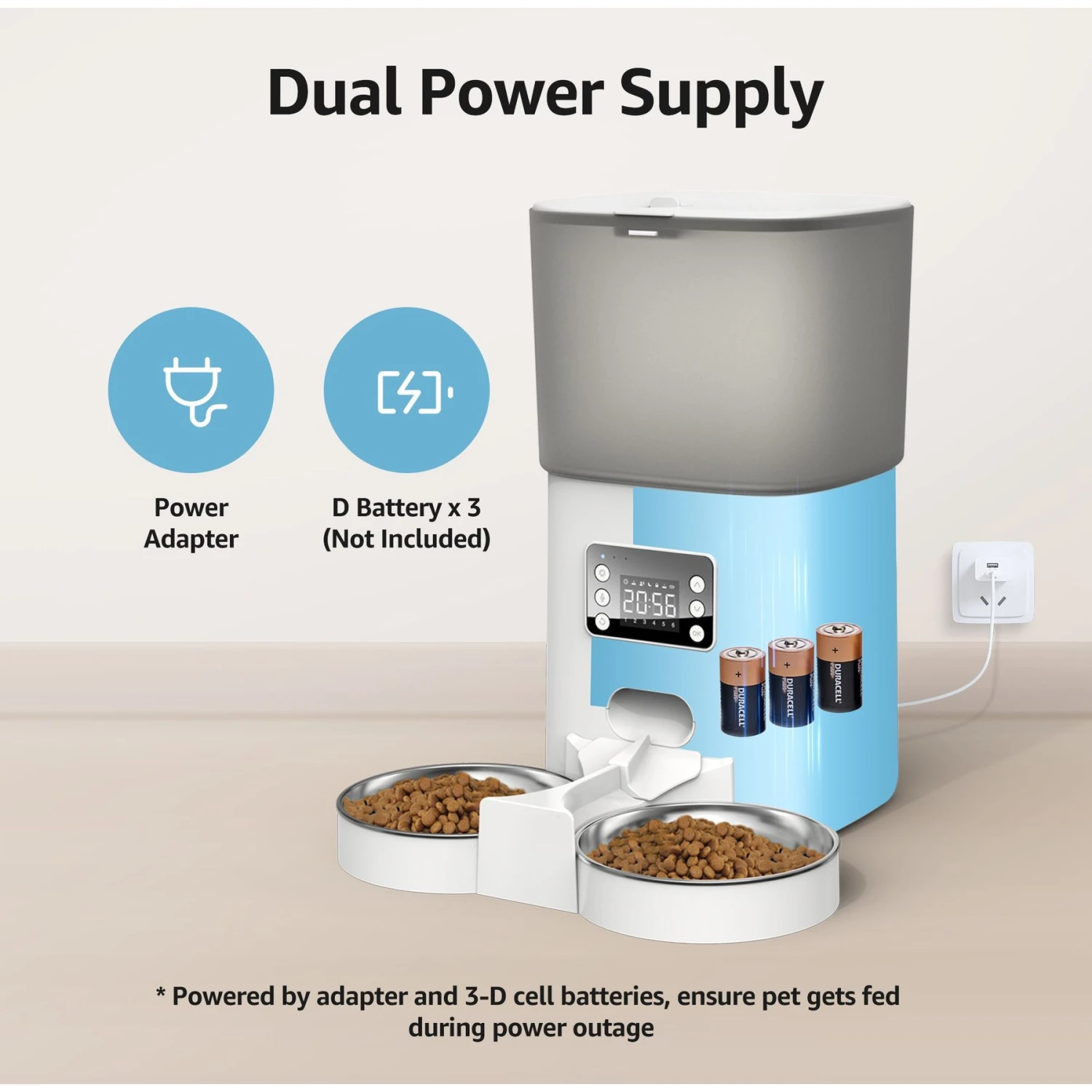 Bueteka Automatic Food Dispenser With Splitter & Stainless Bowls Cat & Dog Feeder, 6-lit 7 Bueteka Automatic Food Dispenser With Splitter & Stainless Bowls Cat & Dog Feeder, 6-lit - Image 7