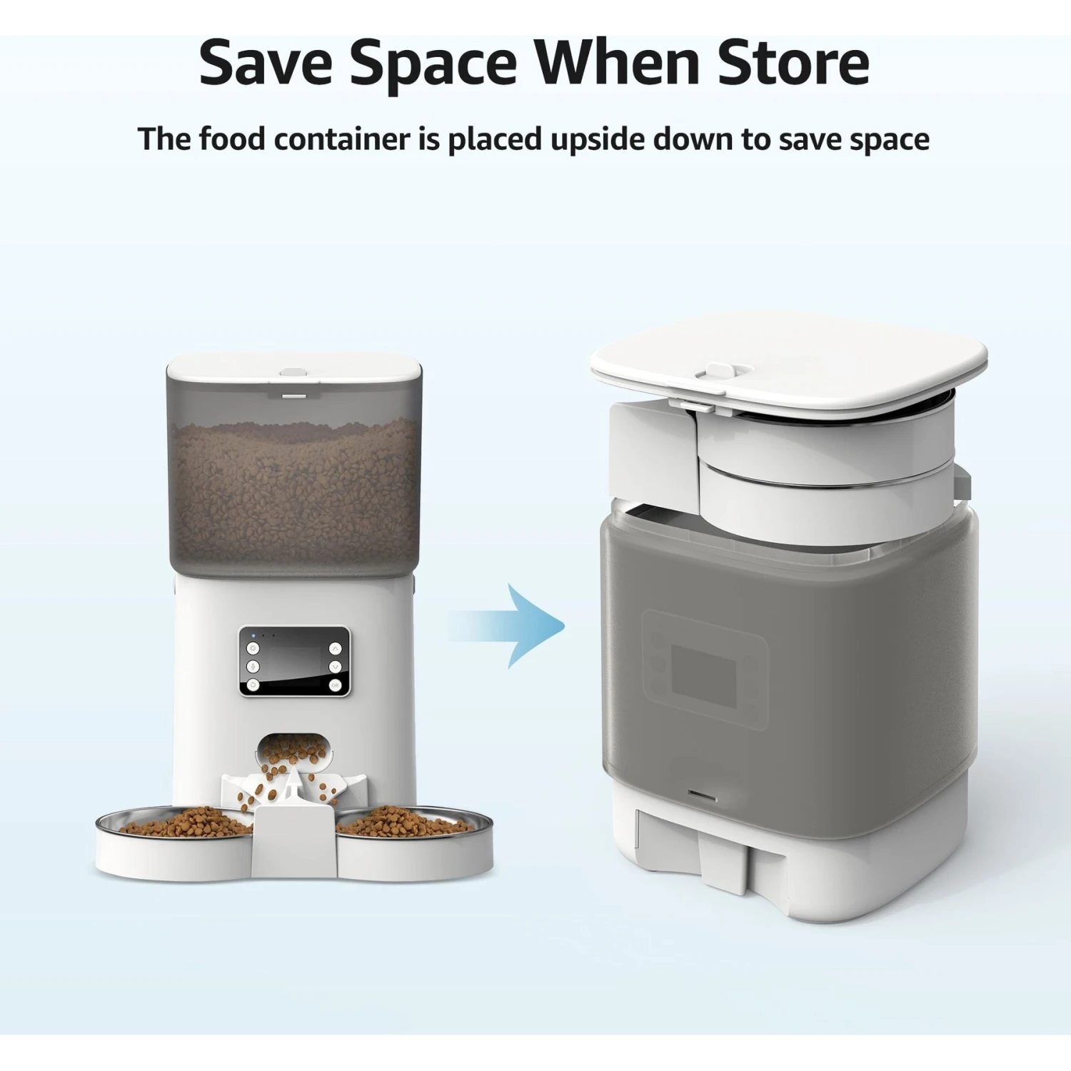 Bueteka Automatic Food Dispenser With Splitter & Stainless Bowls Cat & Dog Feeder, 6-lit 9 Bueteka Automatic Food Dispenser With Splitter & Stainless Bowls Cat & Dog Feeder, 6-lit - Image 9