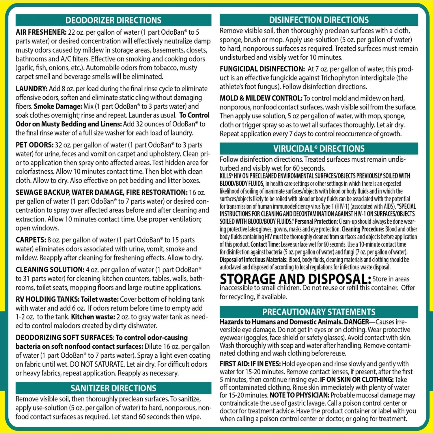 OdoBan Concentrate Lemon Disinfectant, 1-gal 3 OdoBan Concentrate Lemon Disinfectant, 1-gal - Image 3