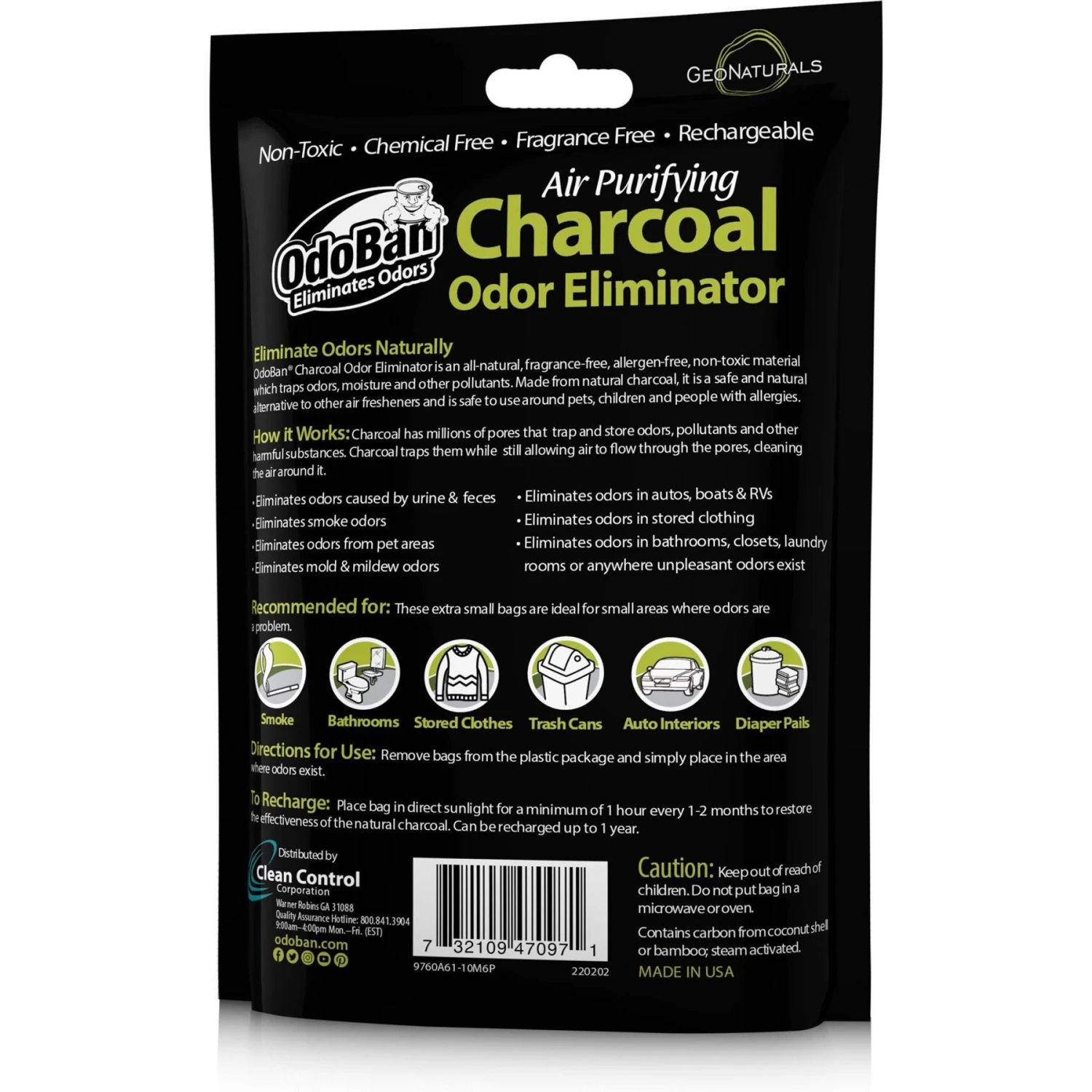 OdoBan Charcoal Odor Eliminator Deodrizer, 200-gm Bag 2 OdoBan Charcoal Odor Eliminator Deodrizer, 200-gm Bag - Image 2