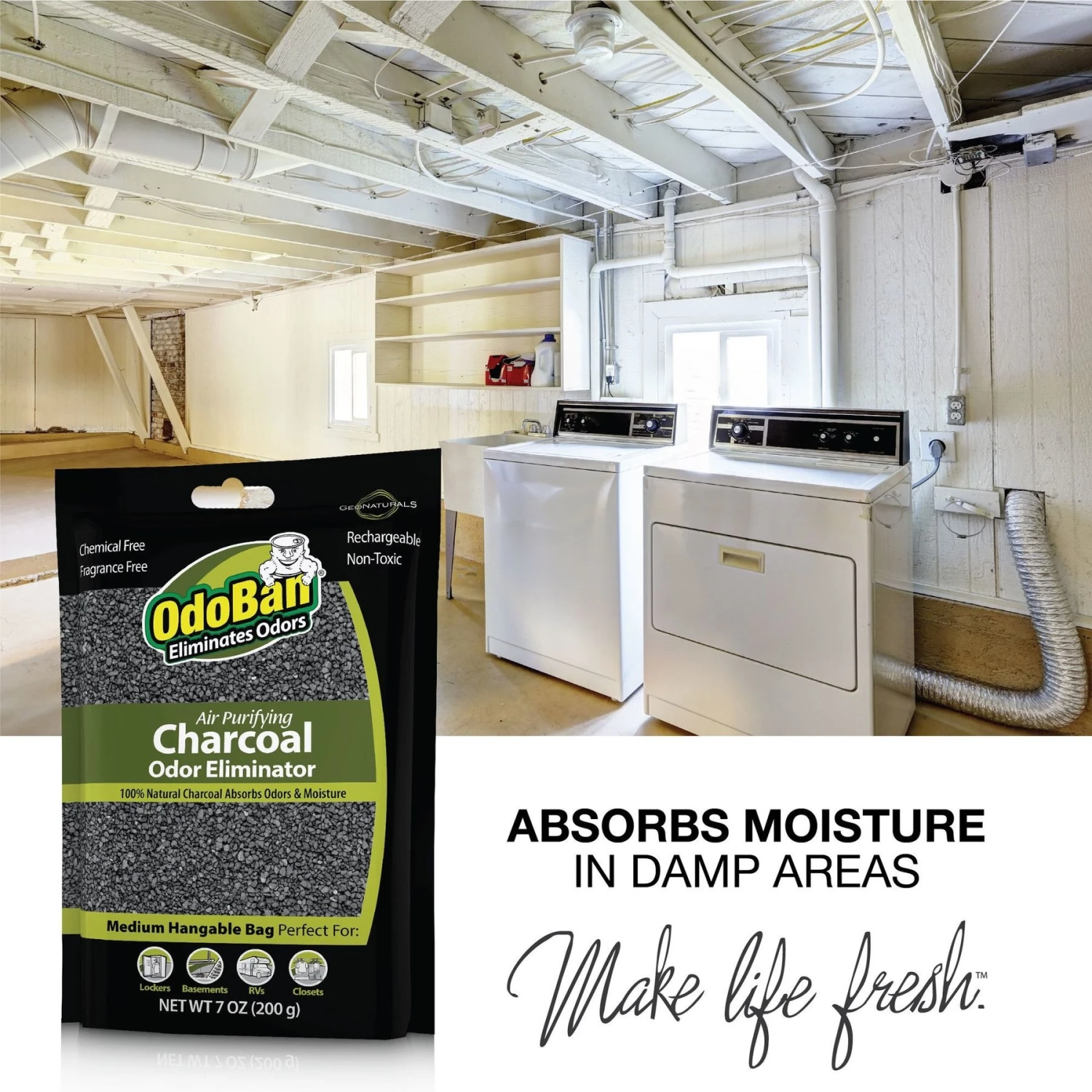 OdoBan Charcoal Odor Eliminator Deodrizer, 200-gm Bag 5 OdoBan Charcoal Odor Eliminator Deodrizer, 200-gm Bag - Image 5