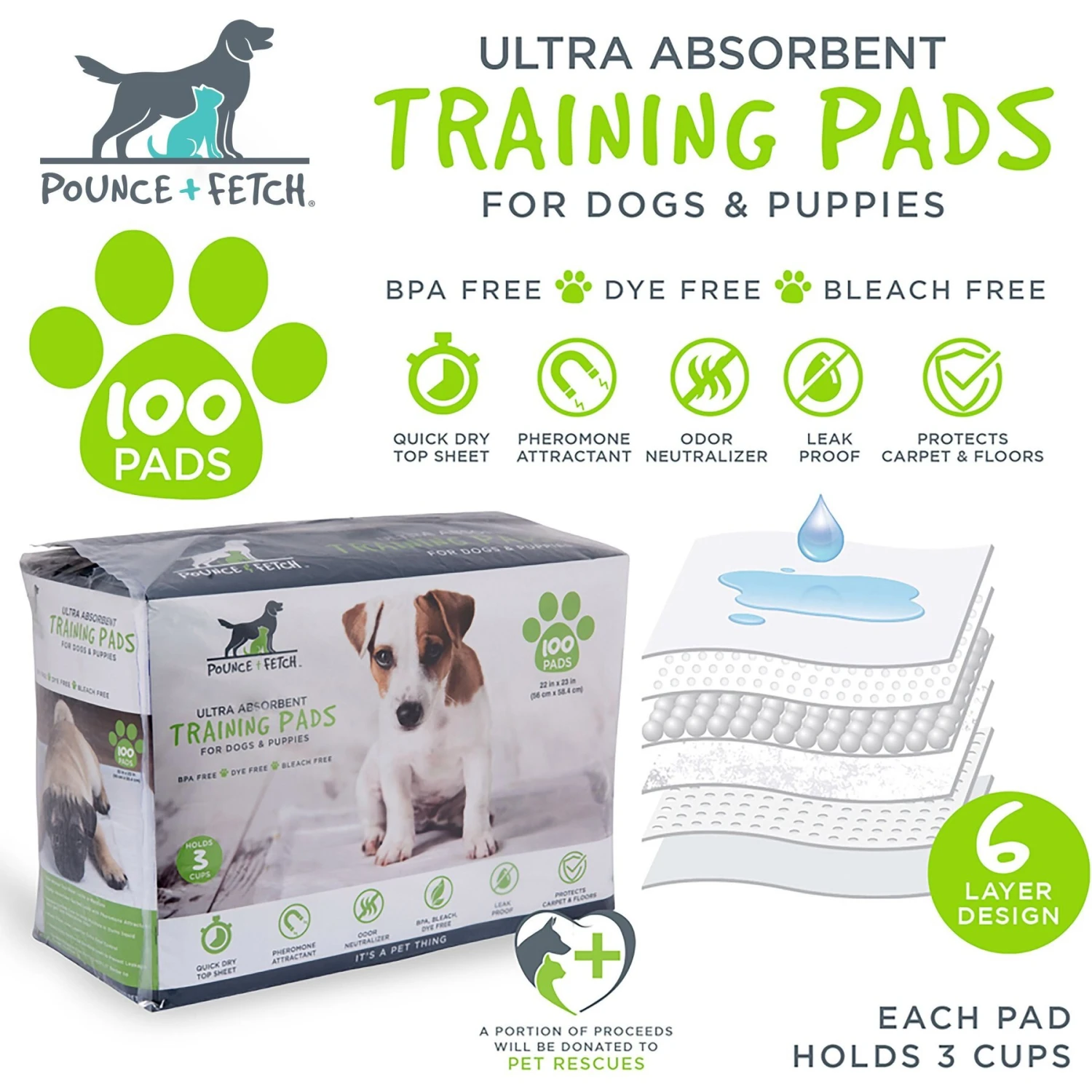 Pounce + Fetch Ultra Absorbent Dog Training Pads 1 Pounce + Fetch Ultra Absorbent Dog Training Pads