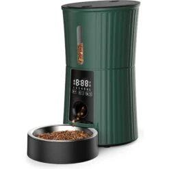 PATPET PF01 Timed 10s Voice Recorder Smart Automatic Cat & Dog Feeder, 4-lit, Green
