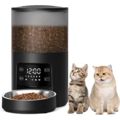 PATPET PF02 Timed Automatic Food Feeder Smart Dispenser For Cats & Dogs, Black