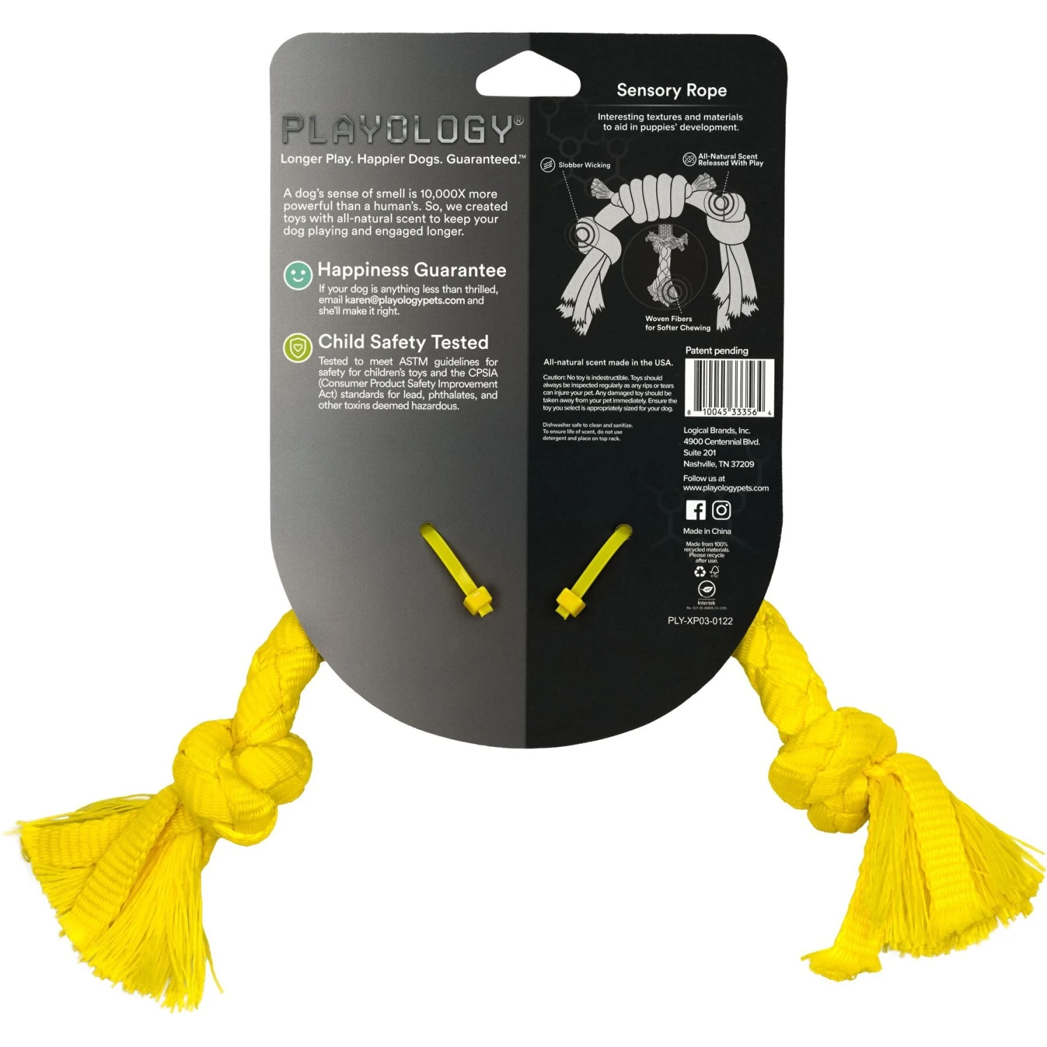 Playology Puppy Sensory Rope Chicken Dog Toy, Yellow, Small 7 Playology Puppy Sensory Rope Chicken Dog Toy, Yellow, Small - Image 7