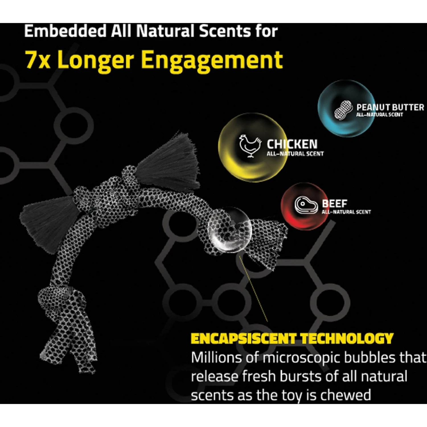 Playology Puppy Sensory Rope Peanut Butter Dog Toy, Blue, Small 4 Playology Puppy Sensory Rope Peanut Butter Dog Toy, Blue, Small - Image 4