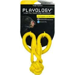 Playology Puppy Tough Tug Knot Chicken Dog Toy, Yellow, Large