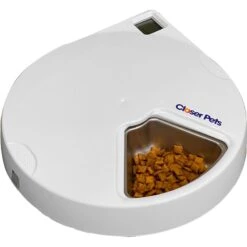 Closer Pets Five-meal Automatic Cat & Dog Feeder With Digital Timer, White