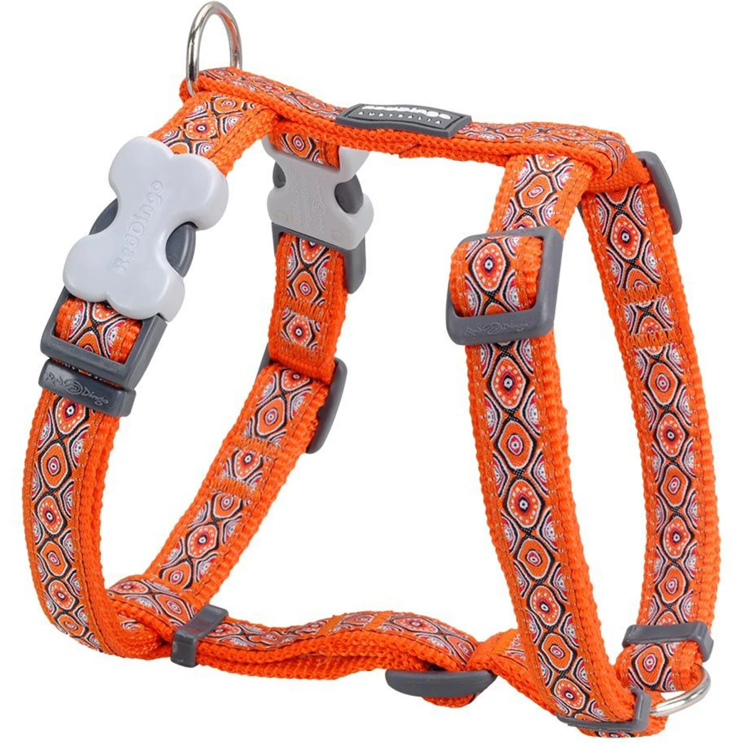 Red Dingo Designer Snake Eyes Nylon Back Clip Dog Harness 1 Red Dingo Designer Snake Eyes Nylon Back Clip Dog Harness