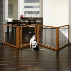 Richell Convertible Elite 4-Panel Gate For Dogs & Cats, Brown -PetSafe Kong Shop 85242 PT7. AC SS1800 V1674232340
