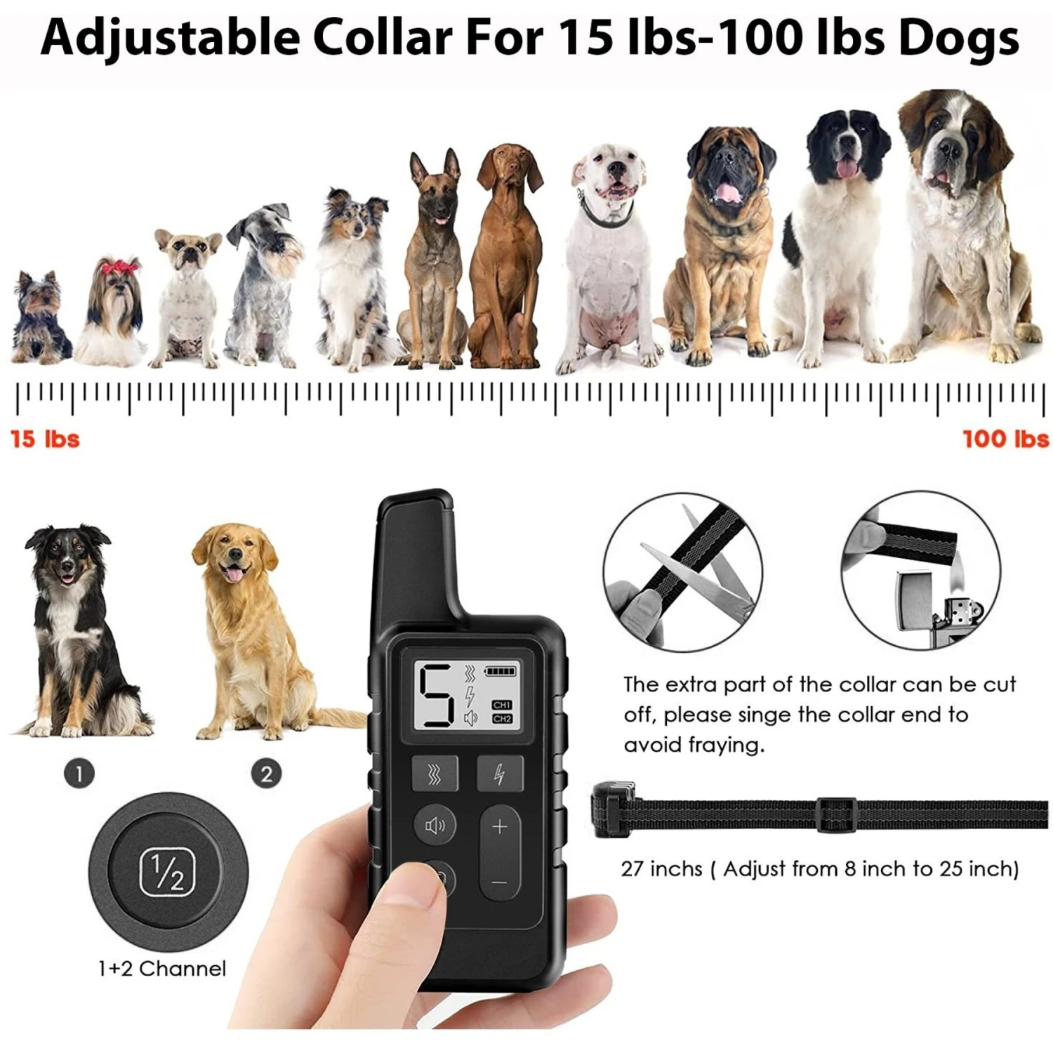 Luckypets 1640-ft Remote Range & Rechargeable With 3 Training Modes Dog Training Collar, Black 6 Luckypets 1640-ft Remote Range & Rechargeable With 3 Training Modes Dog Training Collar, Black - Image 6