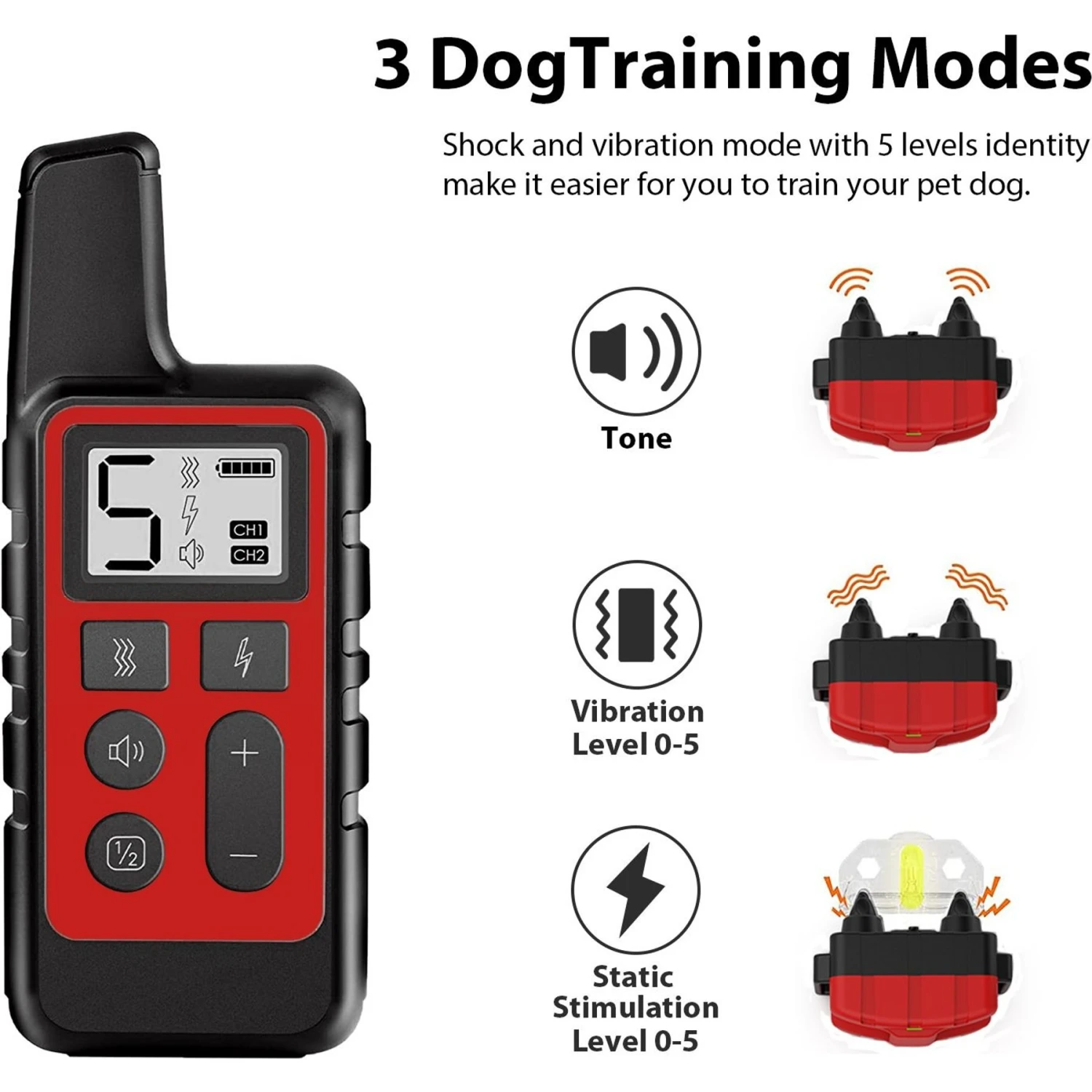 Luckypets IPX7 Waterproof Reveiver, Rechargable & 1640-ft Remote Range Dog Collar, Red 2 Luckypets IPX7 Waterproof Reveiver, Rechargable & 1640-ft Remote Range Dog Collar, Red - Image 2