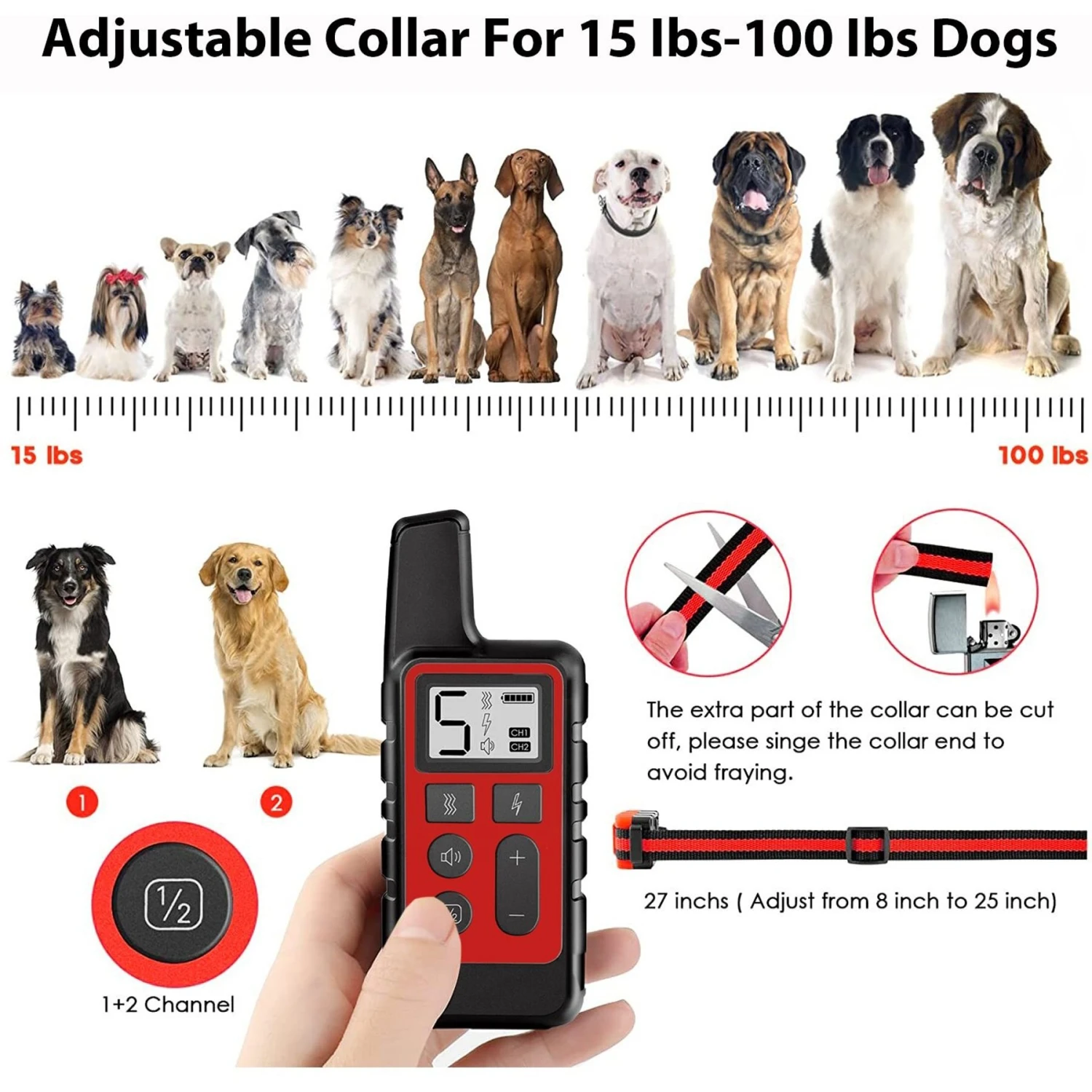 Luckypets IPX7 Waterproof Reveiver, Rechargable & 1640-ft Remote Range Dog Collar, Red 6 Luckypets IPX7 Waterproof Reveiver, Rechargable & 1640-ft Remote Range Dog Collar, Red - Image 6