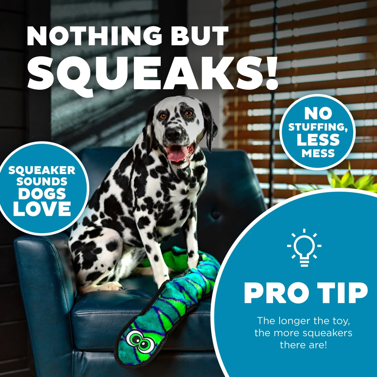 Outward Hound Invincibles Snakes Squeaky Stuffing-Free Plush Dog Toy 4 Outward Hound Invincibles Snakes Squeaky Stuffing-Free Plush Dog Toy - Image 4