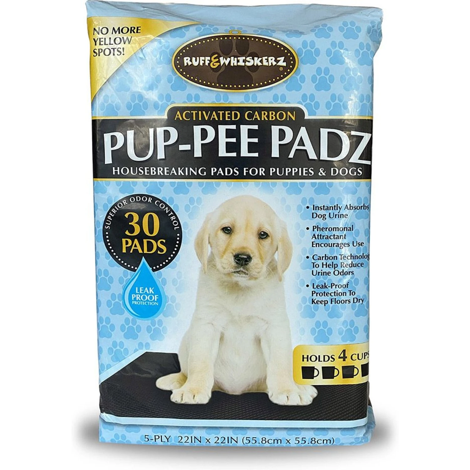 Ruff & Whiskers Pup-Pee Padz Charcoal Activated Dog Potty Pads, 30 Count 1 Ruff & Whiskers Pup-Pee Padz Charcoal Activated Dog Potty Pads, 30 Count