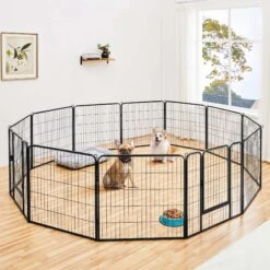Yaheetech 12-Panel 32-in H Dog Playpen With Door Black, Medium