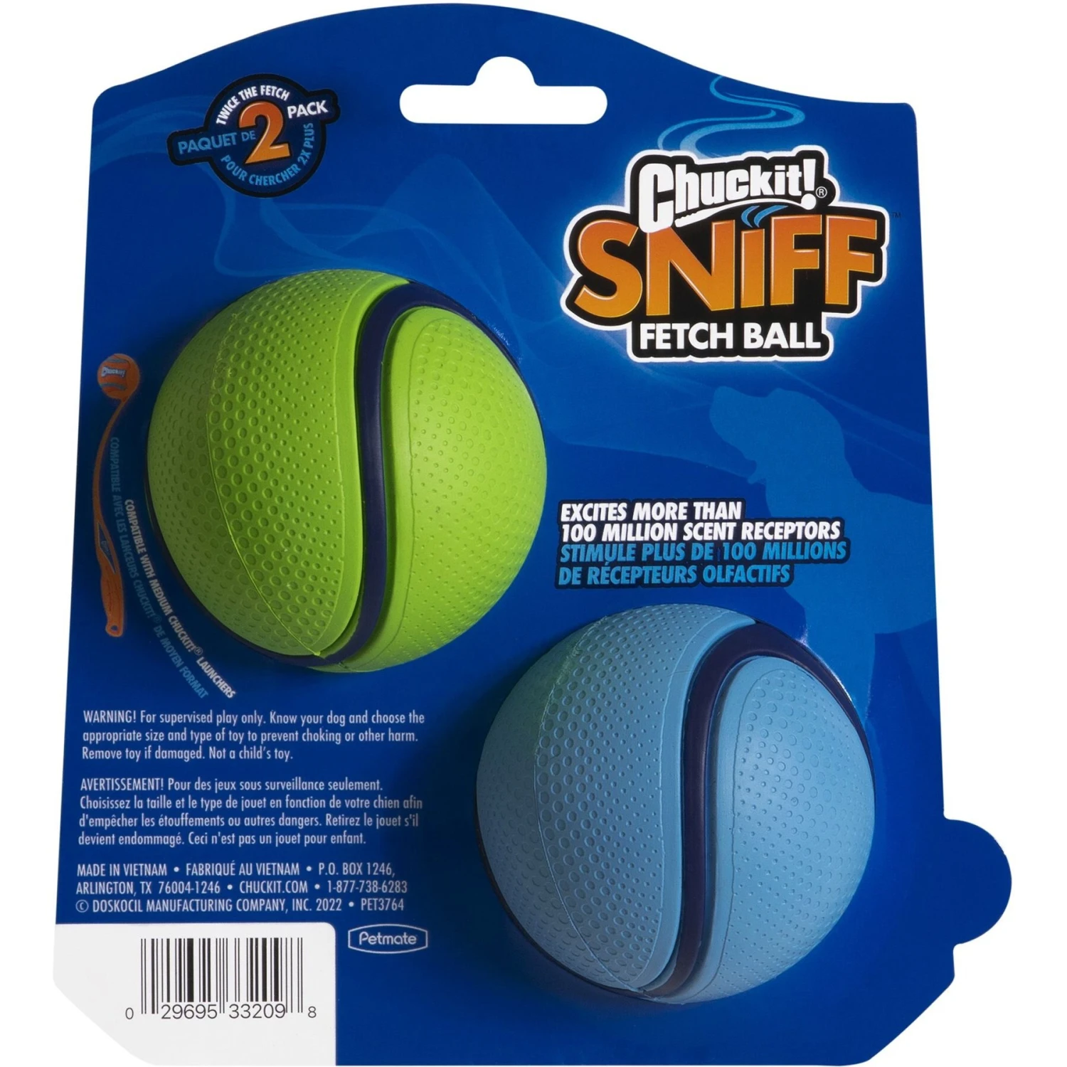 Chuckit! Sniff Fetch Balls Duo Dog Toy, Medium 2 Chuckit! Sniff Fetch Balls Duo Dog Toy, Medium - Image 2