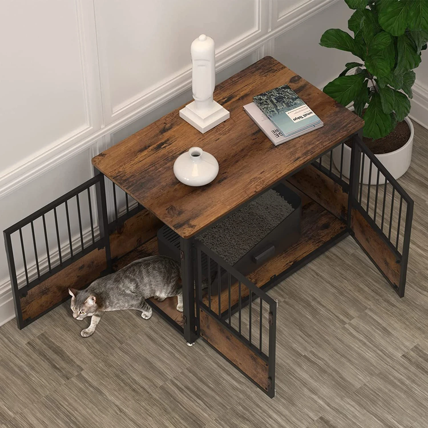 Coziwow Furnituer Style With 3 Doors Dog Crate, Esppreso, Large 5 Coziwow Furnituer Style With 3 Doors Dog Crate, Esppreso, Large - Image 5