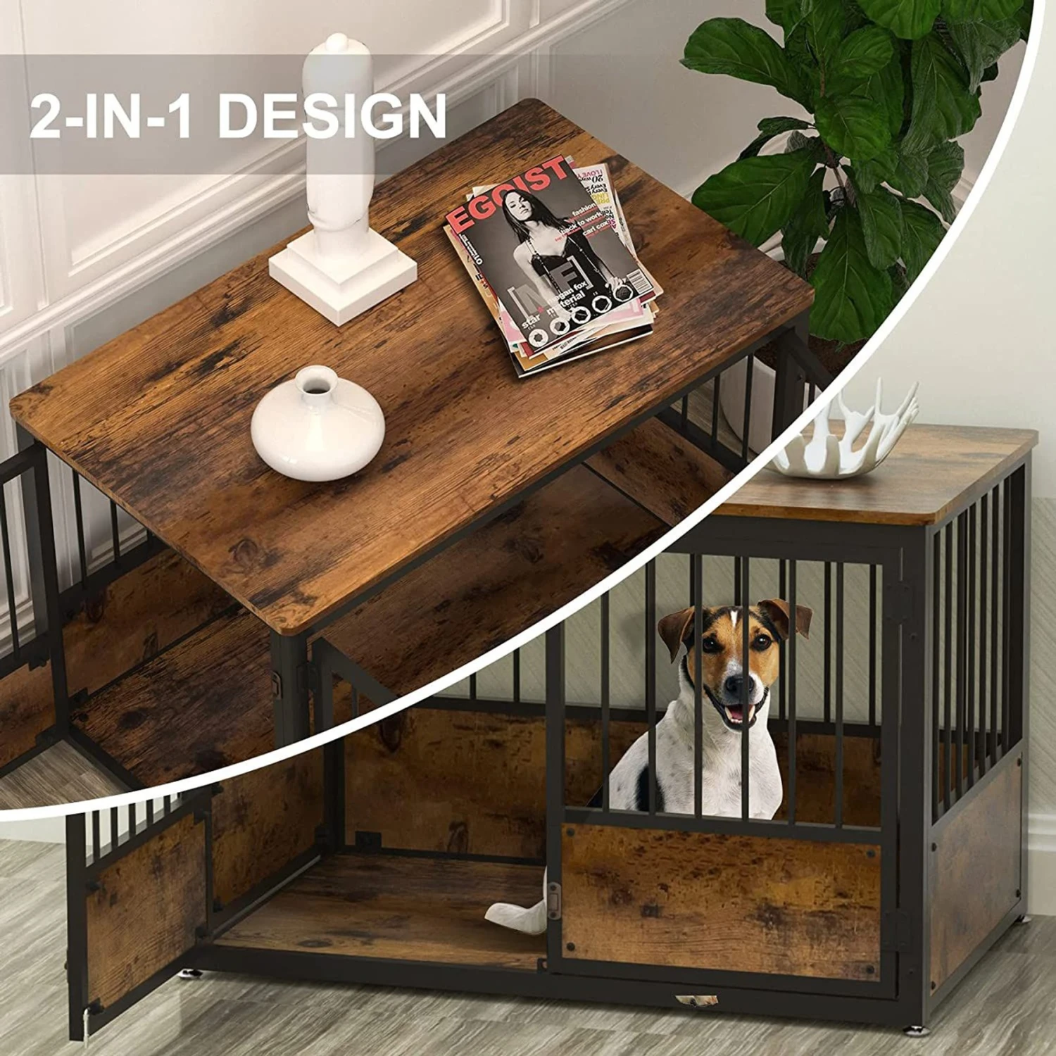 Coziwow Furnituer Style With 3 Doors Dog Crate, Esppreso, Large 7 Coziwow Furnituer Style With 3 Doors Dog Crate, Esppreso, Large - Image 7