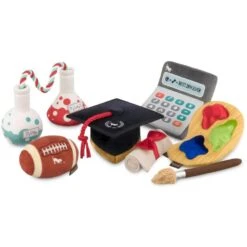 P.L.A.Y. Pet Lifestyle And You Back To School Set Plush Squeaky Dog Toy, 5 Count