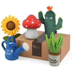 P.L.A.Y. Pet Lifestyle And You Blooming Buddies Set Plush Squeaky Dog Toy, 5 Count