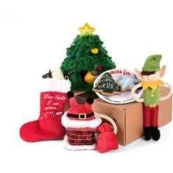 P.L.A.Y. Pet Lifestyle And You Merry Woofmas Set Plush Squeaky Dog Toy, 5 Count