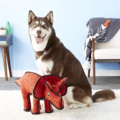 Tuffy's Dinosaur Triceratops Plush Dog Toy -PetSafe Kong Shop 90129 PT3. AC SS1800 V1589560872