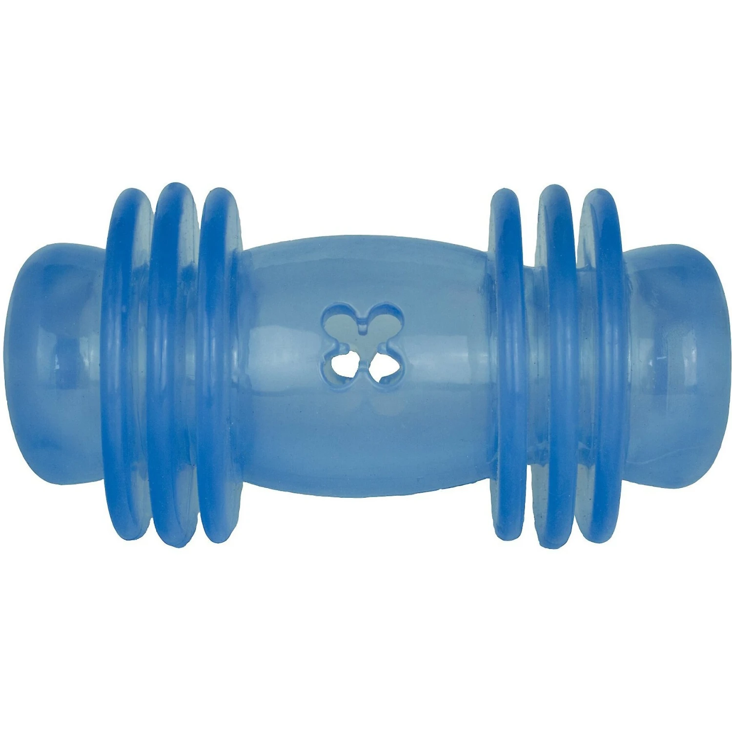 Starmark Crunching Barbell Treat Dispensing Tough Dog Toy 1 Starmark Crunching Barbell Treat Dispensing Tough Dog Toy