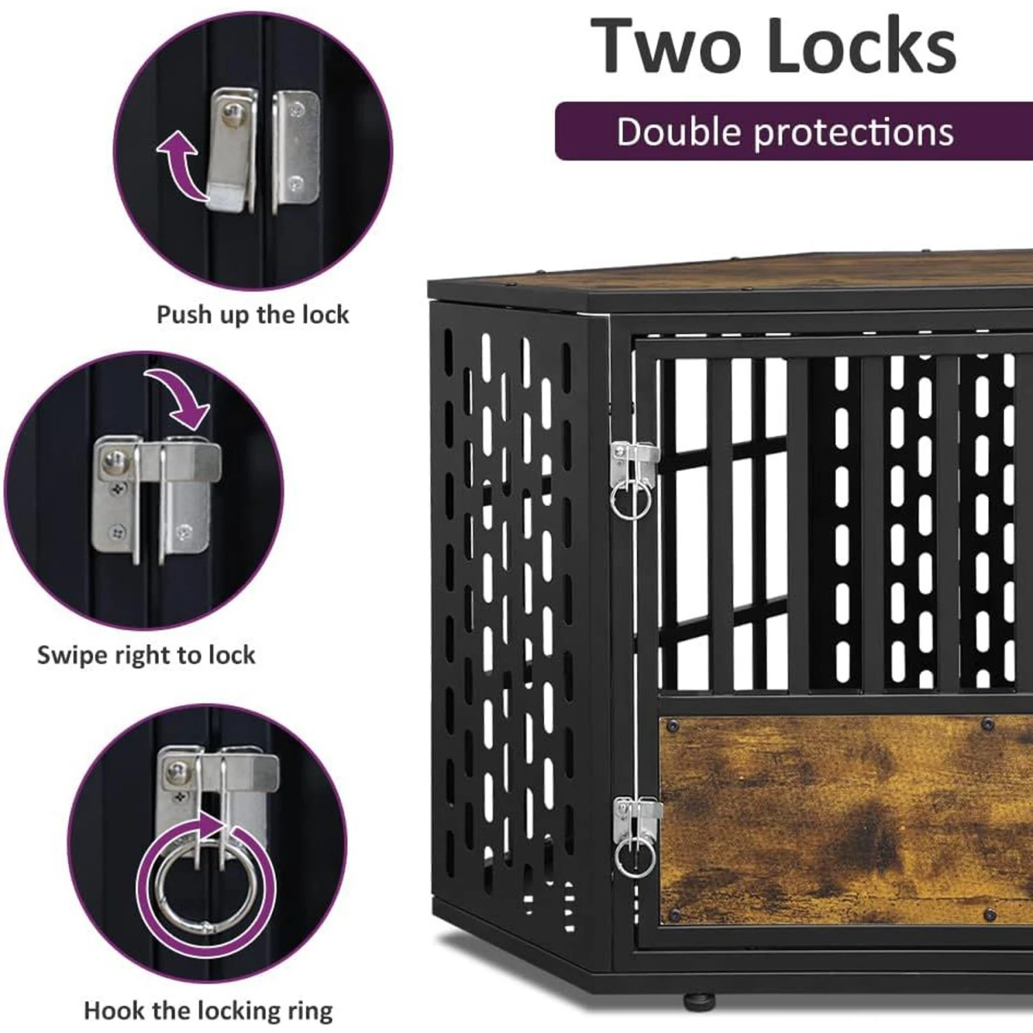 SMONTER Wooden Corner Crate Furniture Style Dog Kennel 4 SMONTER Wooden Corner Crate Furniture Style Dog Kennel - Image 4