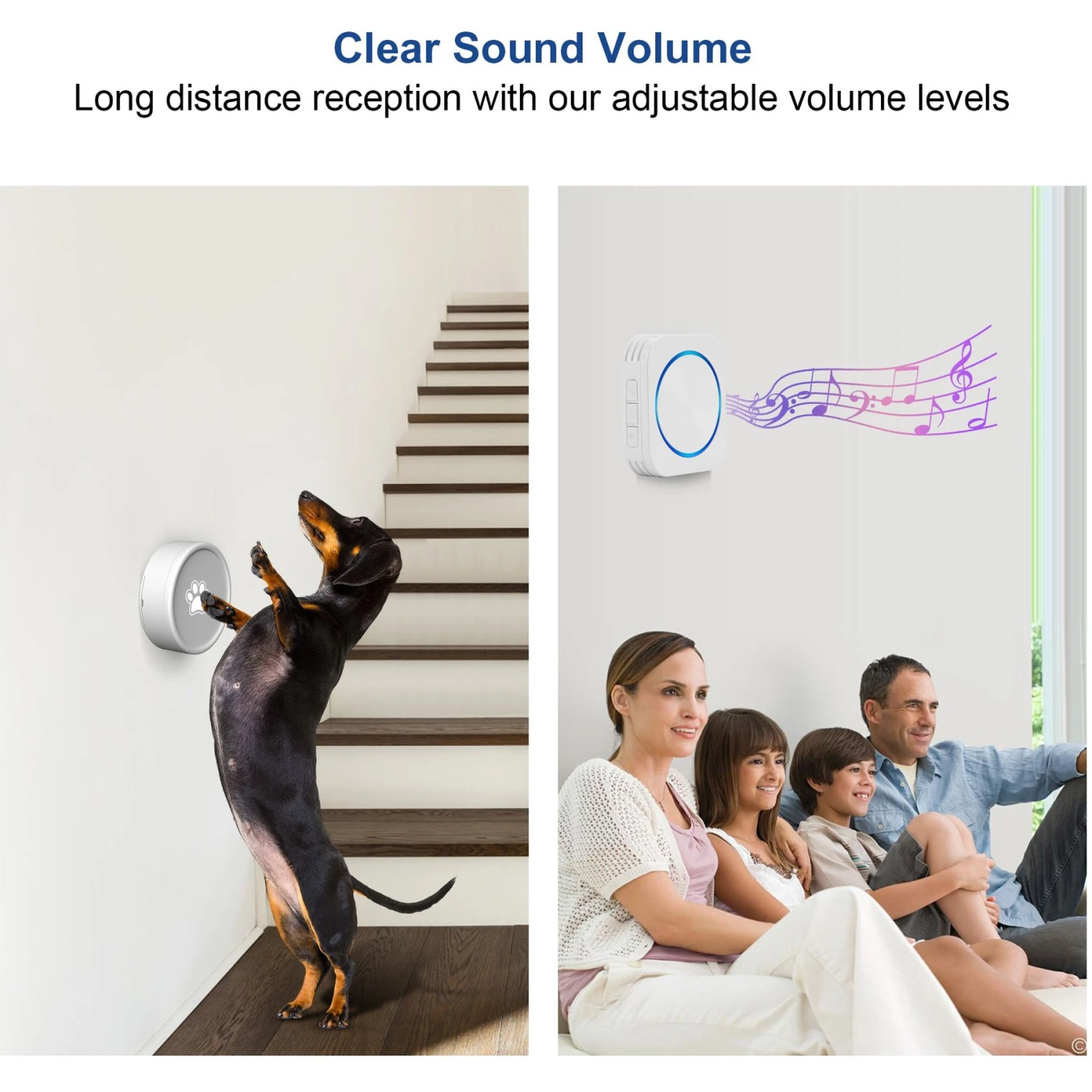 Shele Smart Doorbell With 4 Working Modes & 58 Ringtones Dog Doorbell, White 4 Shele Smart Doorbell With 4 Working Modes & 58 Ringtones Dog Doorbell, White - Image 4