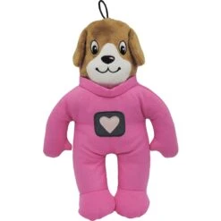 Snuggle Puppy Tender-Tuffs Easy Grab Laika Space Pup Squeaky Dog Plush Toy, Pink, Medium