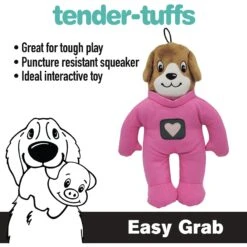 Snuggle Puppy Tender-Tuffs Easy Grab Laika Space Pup Squeaky Dog Plush Toy, Pink, Medium -PetSafe Kong Shop 913174 PT2. AC SS1800 V1689702918