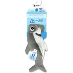 Spunky Pup Clean Earth Plush Hammerhead Shark Dog Toy, Gray, Large