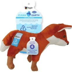 Spunky Pup Clean Earth Plush Fox Dog Toy, Brown, Small
