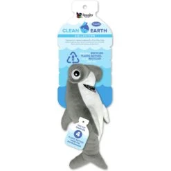 Spunky Pup Clean Earth Plush Hammerhead Shark Dog Toy, Gray, Small