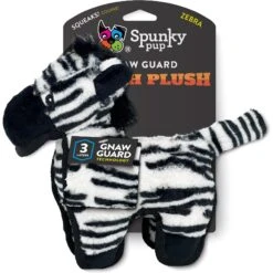 Spunky Pup Tough Plush Dog Toy, White & Black, Zebra